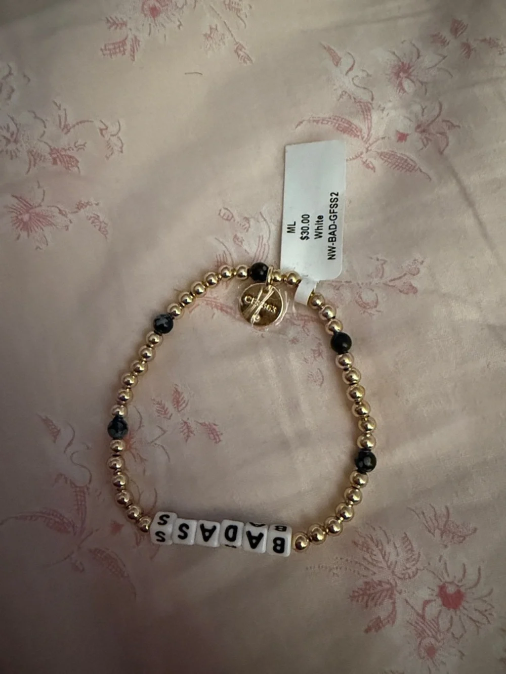 Gold Beaded ‘Badass’ Bracelet - Picture 2 of 3